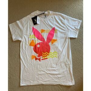 NWT Tilly's Playboy White and Neon Graphic Tee